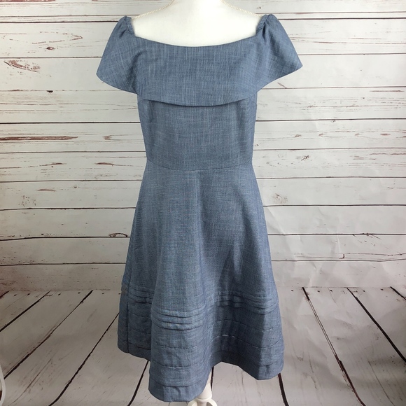 Banana Republic Off Shoulder Chambray Dress 10 - Picture 2 of 7